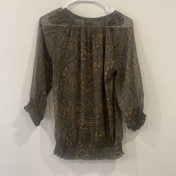 Smocked Paisley Long Sleeve Blouse - Picture 9 of 12